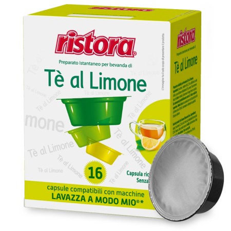 16 Capsule di Tè al limone compatibili con A Modo Mio Ristora, Bevanda Solubile Monodose