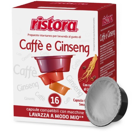 16 Capsule di Ginseng compatibili con A Modo Mio Ristora, Bevanda Solubile Monodose