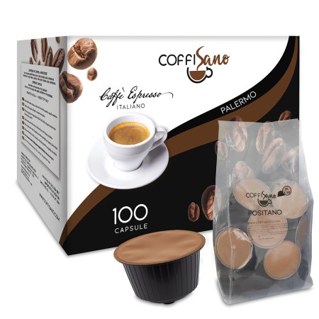 100 Capsule Caffè compatibili con Dolce Gusto Coffisano miscela Palermo, Espresso Italiano Monodose