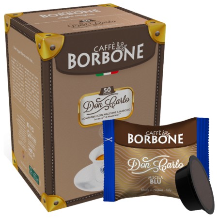 50 Capsule Caffè compatibili con Lavazza A Modo Mio Borbone Don Carlo miscela Blu