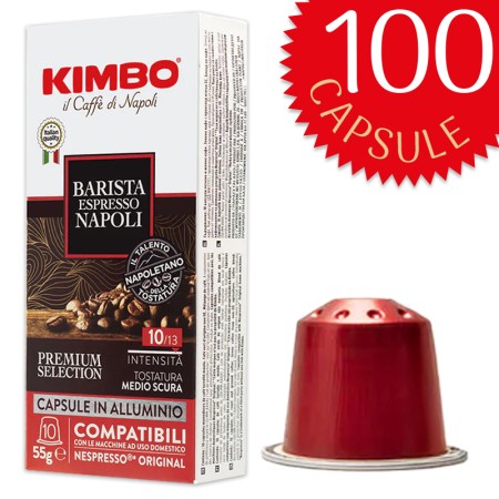100 Capsule Caffè in Alluminio Compatibili con Nespresso Kimbo miscela Napoli