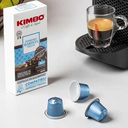 100 Capsule Caffè in Alluminio Compatibili con Nespresso Kimbo, Miscela Decaffeinato