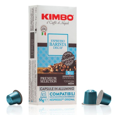 100 Capsule Caffè in Alluminio Compatibili con Nespresso Kimbo, Miscela Decaffeinato