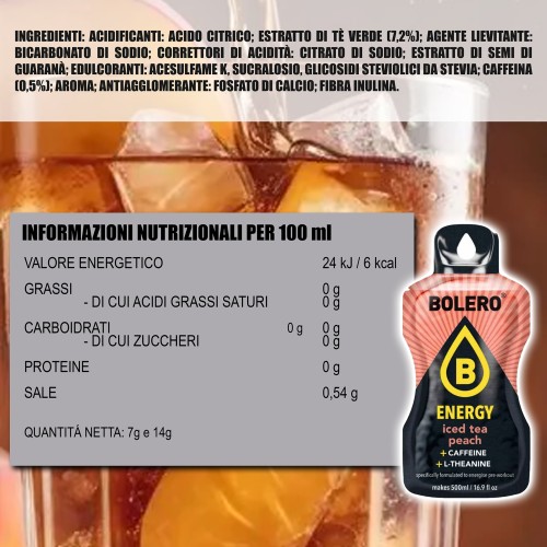 Bolero Drink Energy Iced Tea Peach, 6...