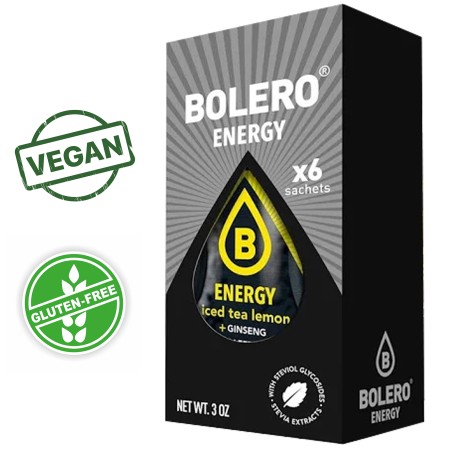 Bolero Drink Energy Iced Tea Lemon, 6 bustine da 7 gr