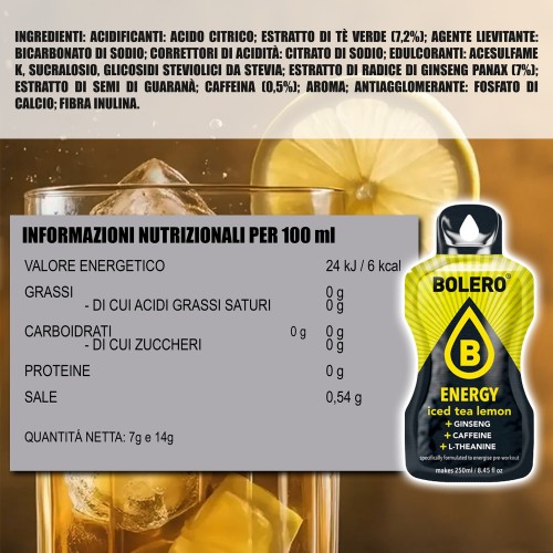 Bolero Drink Energy Iced Tea Lemon, 6...