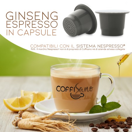 80 Capsule di Caffè Ginseng compatibili con Nespresso Coffisano, Bevanda Solubile Monodose