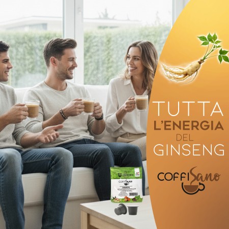 80 Capsule di Caffè Ginseng compatibili con Nespresso Coffisano, Bevanda Solubile Monodose