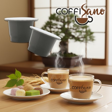 80 Capsule di Caffè Ginseng compatibili con Nespresso Coffisano, Bevanda Solubile Monodose