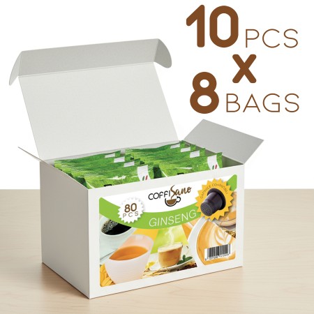 80 Capsule di Caffè Ginseng compatibili con Nespresso Coffisano, Bevanda Solubile Monodose