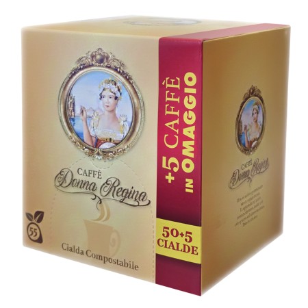 50 Cialde di Caffè Compatibili con Sistema ESE 44 mm Donna Regina, Monodose Compostabili in filtro carta