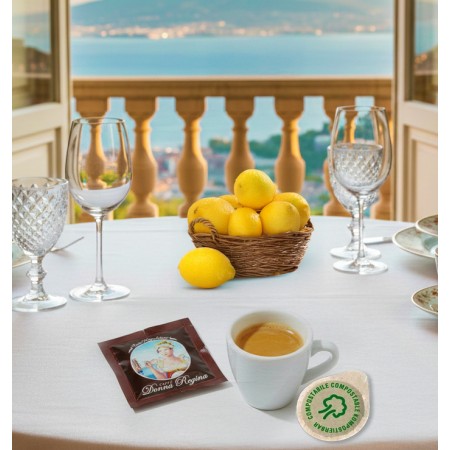 50 Cialde di Caffè Compatibili con Sistema ESE 44 mm Donna Regina, Monodose Compostabili in filtro carta