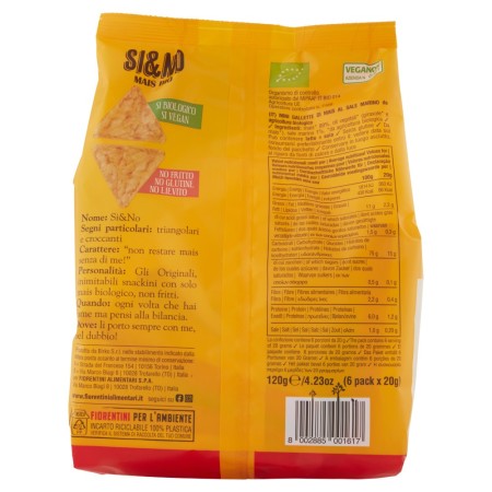 Fiorentini Snack Bio Si&No, Gallette di Mais Triangolari Multipacco 6 x 20 g