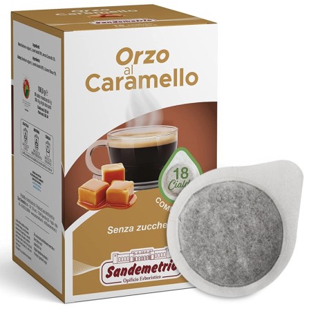 18 Cialde Orzo al Caramello ESE 44 mm Sandemetrio, Bevanda Solubile in Cialde Compostabili Monodose