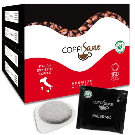 150 Cialde Caffè Coffisano Miscela Palermo, Espresso Italiano in Filtro Carta Compostabile ESE da 44 mm