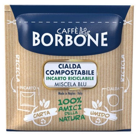 50 Cialde di Caffè Borbone Miscela Blu, Cialde Monodose ESE 44 mm Compostabili in filtro carta