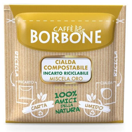 50 Cialde di Caffè Borbone Miscela Oro, Cialde Monodose ESE 44 mm Compostabili in filtro carta