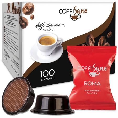 100 Capsule di Caffè compatibili con Lavazza A Modo Mio Coffisano miscela Roma, Espresso Italiano Cremoso ed Equilibrato