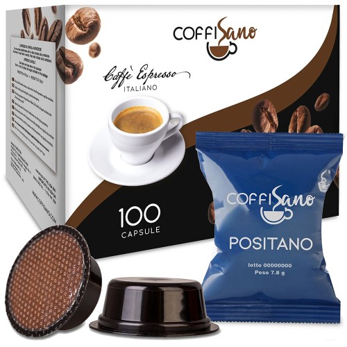 100 Capsule di Caffè compatibili con Lavazza A Modo Mio Coffisano miscela Positano, Espresso Sapore Ricco Gusto Aromatico