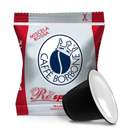50 Capsule di Caffè Compatibili Nespresso Borbone Miscela Rossa, Espresso Italiano Monodose