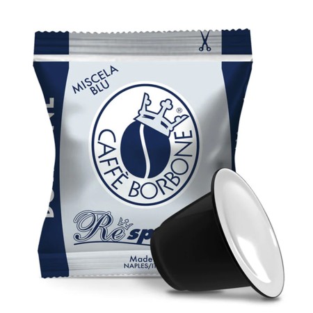 50 Capsule di Caffè Compatibili con Nespresso Borbone Miscela Blu, Espresso Italiano Monodose