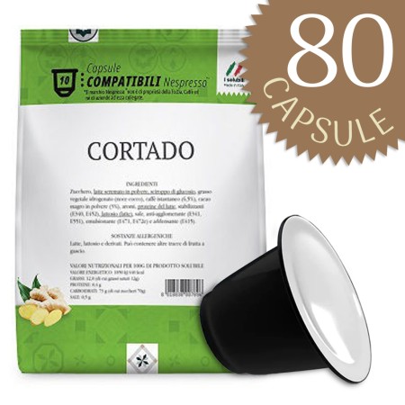 80 Capsule di Caffè Cortado Compatibili per Nespresso Gattopardo To.da, Bevanda Solubile Monodose