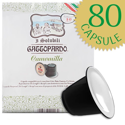 80 Capsule di Camomilla Compatibili con Nespresso Gattopardo To.da, Bevanda Solubile Monodose