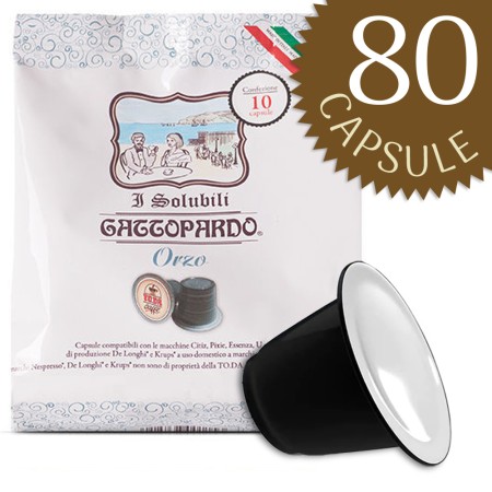 80 Capsule di Orzo Compatibili con Nespresso Gattopardo To.da, Bevanda Solubile Monodose