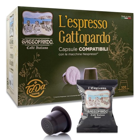 100 Capsule di Caffè Compatibili con Nespresso Gattopardo To.Da, Miscela Dakar
