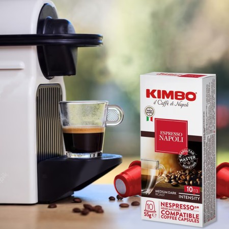 100 Capsule di Caffé Compatibili per Nespresso Kimbo Miscela Napoli, Espresso Italiano Equilibrato e Dolce