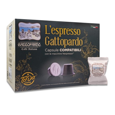 100 Capsule di Caffè Compatibili con Nespresso Gattopardo To.Da, Miscela Blu