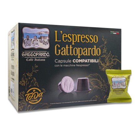 100 Capsule di Caffè Compatibili con Nespresso Gattopardo To.Da, Miscela Insonnia