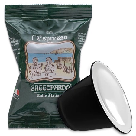 100 Capsule di Caffè Compatibili con Nespresso Gattopardo To.Da, Miscela Decaffeinato Dek