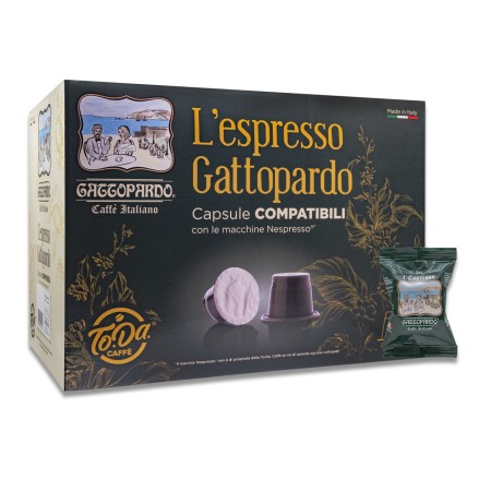 100 Capsule di Caffè Compatibili con Nespresso Gattopardo To.Da, Miscela Decaffeinato Dek