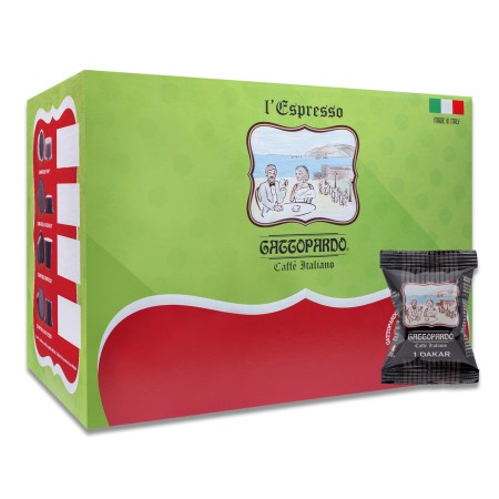 100 Capsule di Caffè Compatibili con Uno System Gattopardo Miscela Dakar, Espresso Italiano Monodose