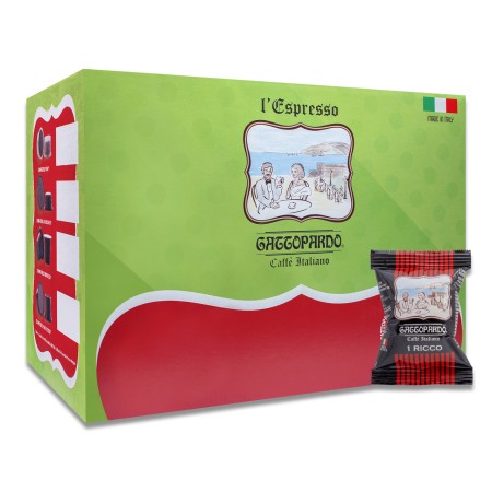 100 Capsule di Caffè Compatibili con Uno System Gattopardo To.da Miscela Gusto Ricco, Espresso Italiano Monodose